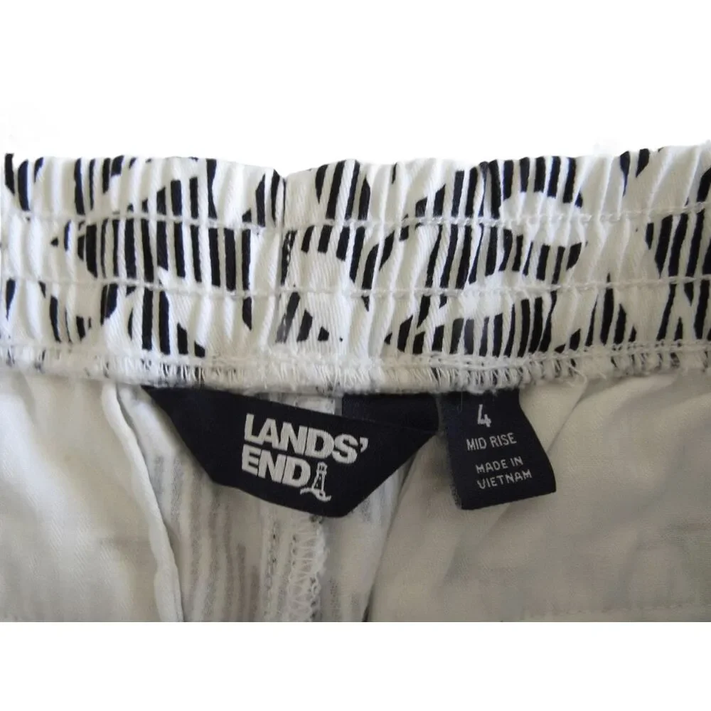 New‎ Lands End Bermuda Shorts Sz 4 Mid Rise Elastic Waist Pull On 12